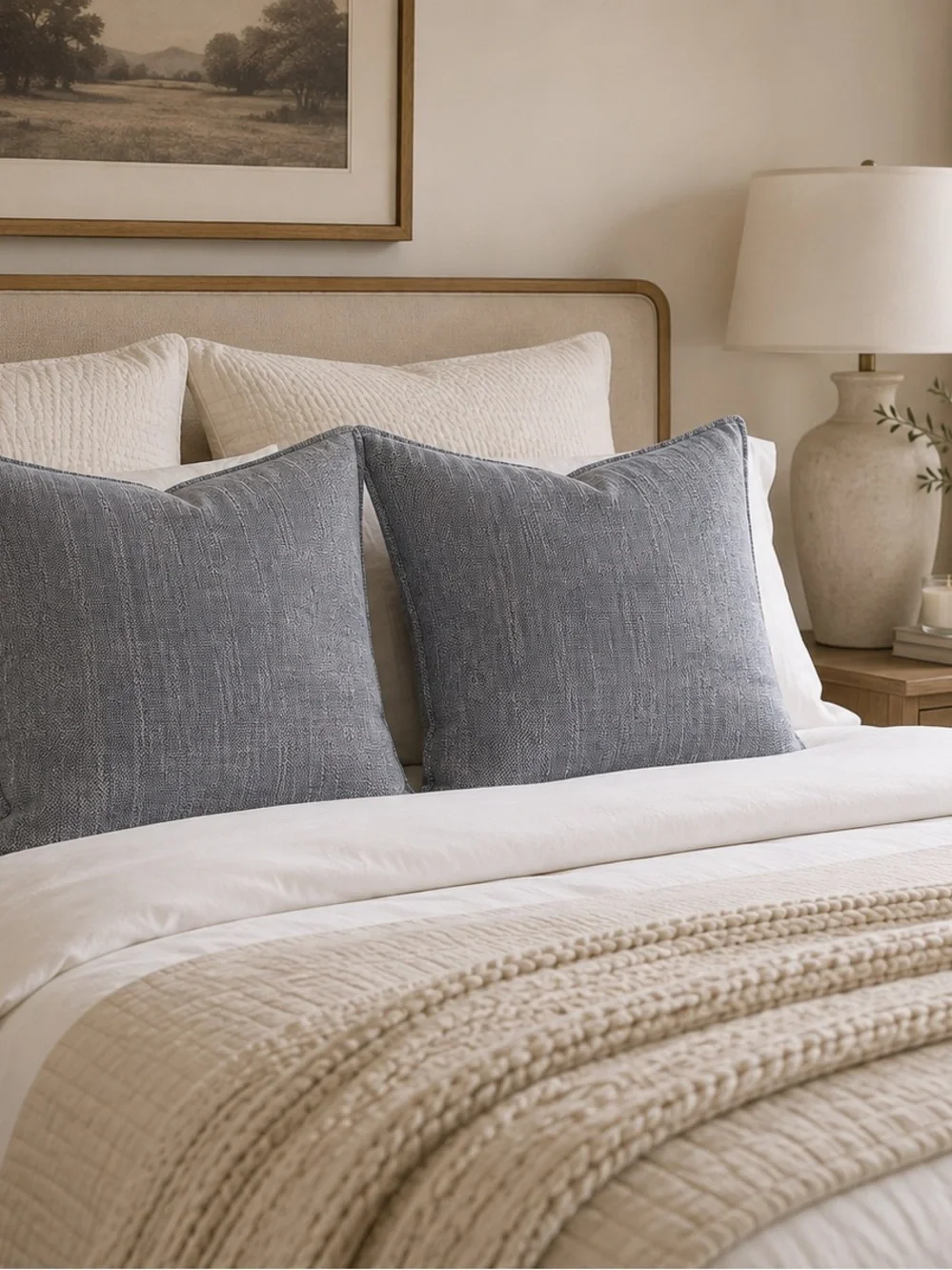 Navy Blue and white decorative pillow case 18x18 - “NO INSERT” SKU 131
